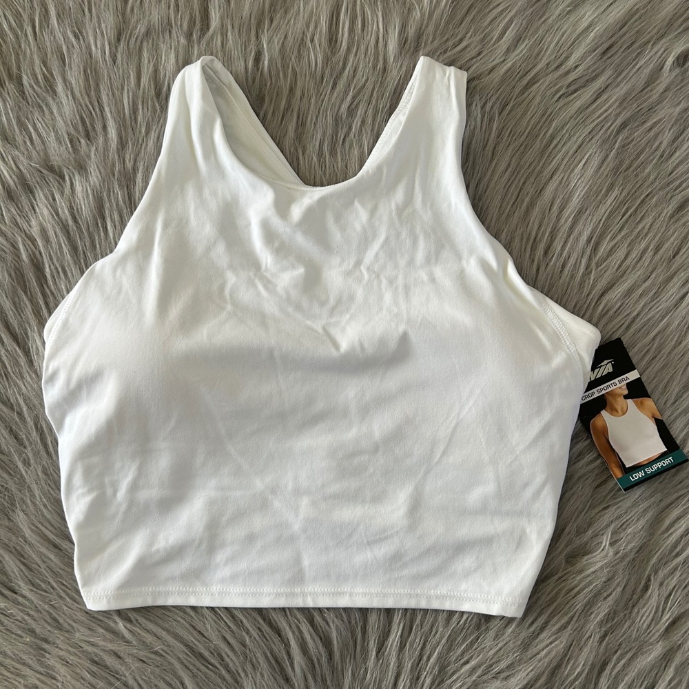 Avia Wireless Crop Sports Bra Women's Size Large (A-C) White Moisture Wicking